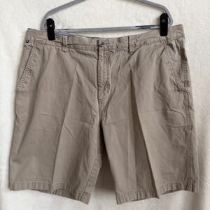Cutter & Buck Khaki Flat Front Chino Golf Shorts Big & Tall Sz 42T 100% Cotton